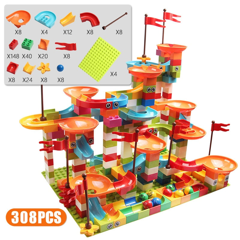 Big Blocks Marble Race Run - DIY Building Blocks Fun Toy for Kids