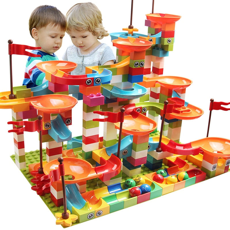Big Blocks Marble Race Run - DIY Building Blocks Fun Toy for Kids